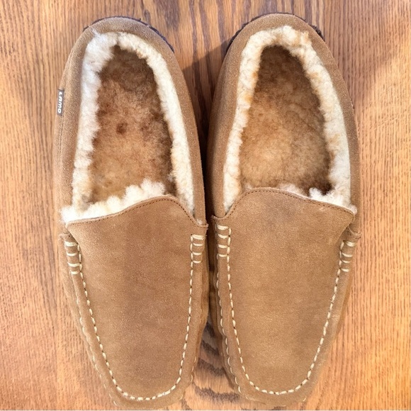 New Without Tag Lamo Slippers Genuine Leather Sheepskin Tan Dark Brown - Picture 7 of 7